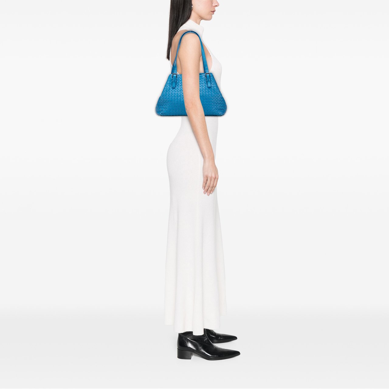 Bottega Veneta Medium Nappa Intrecciato Cesta Tote Blauw