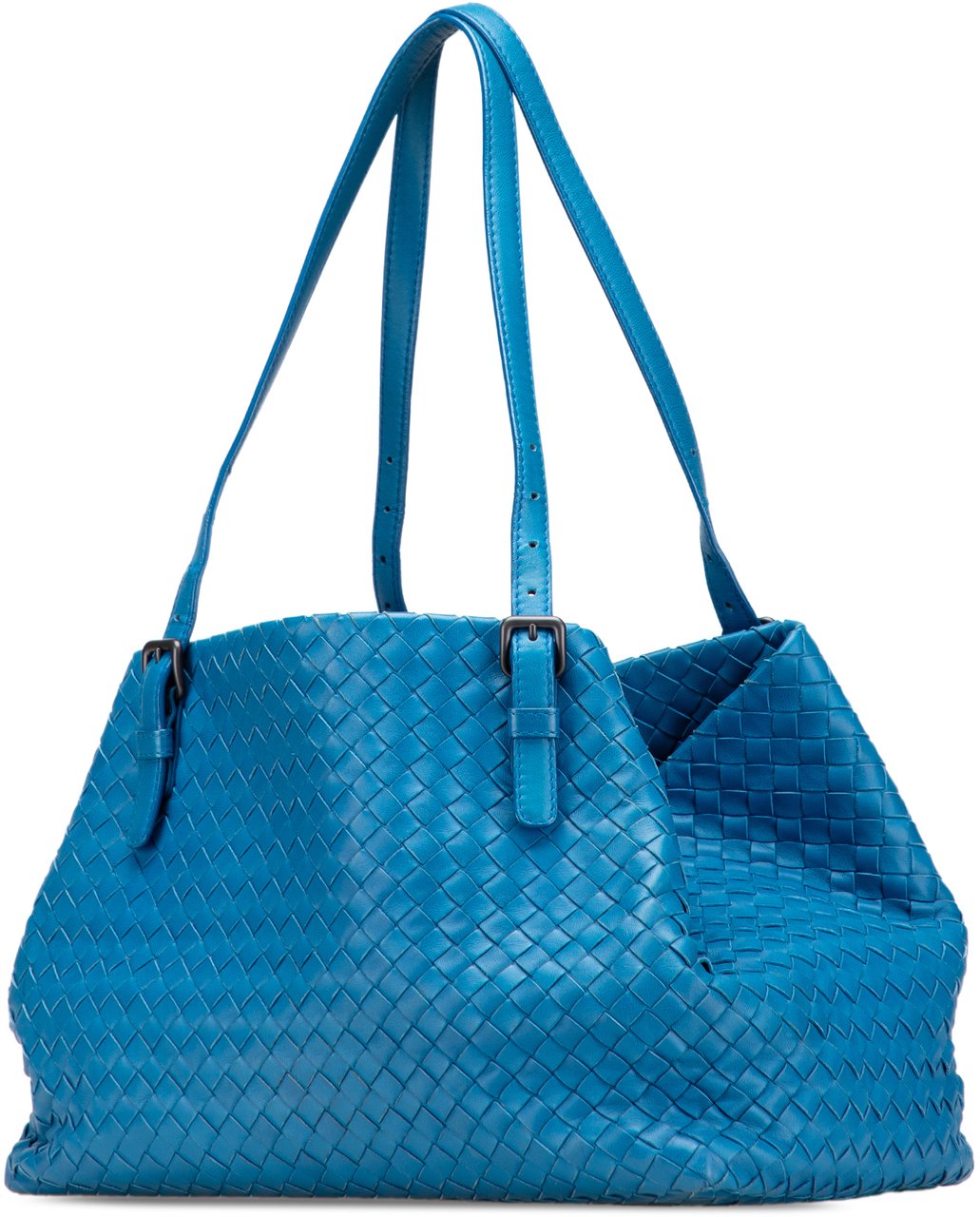 Bottega Veneta Medium Nappa Intrecciato Cesta Tote Blauw
