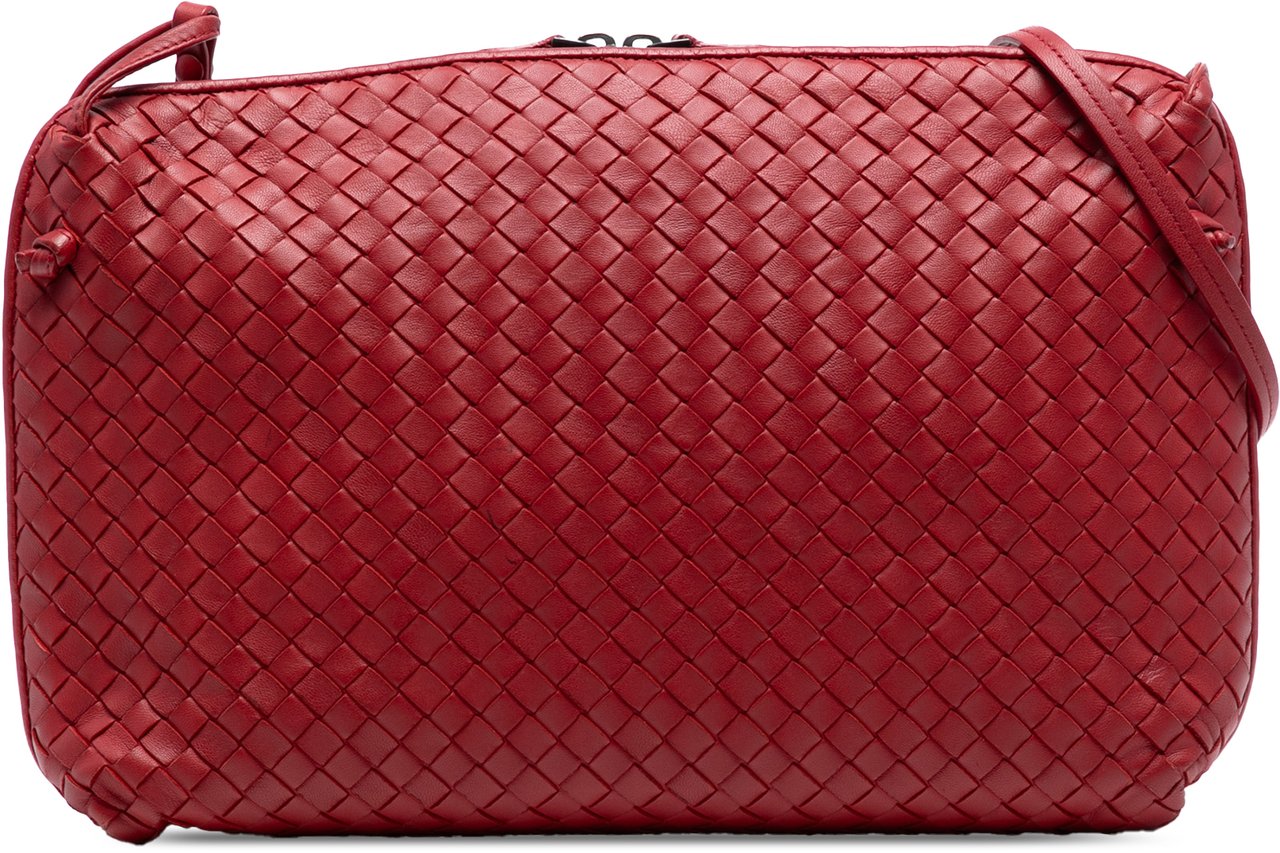 Bottega Veneta Large Nappa Intrecciato Nodini Crossbody Rood