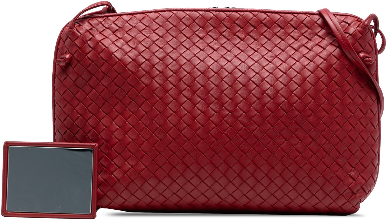 Bottega Veneta Large Nappa Intrecciato Nodini Crossbody Rood
