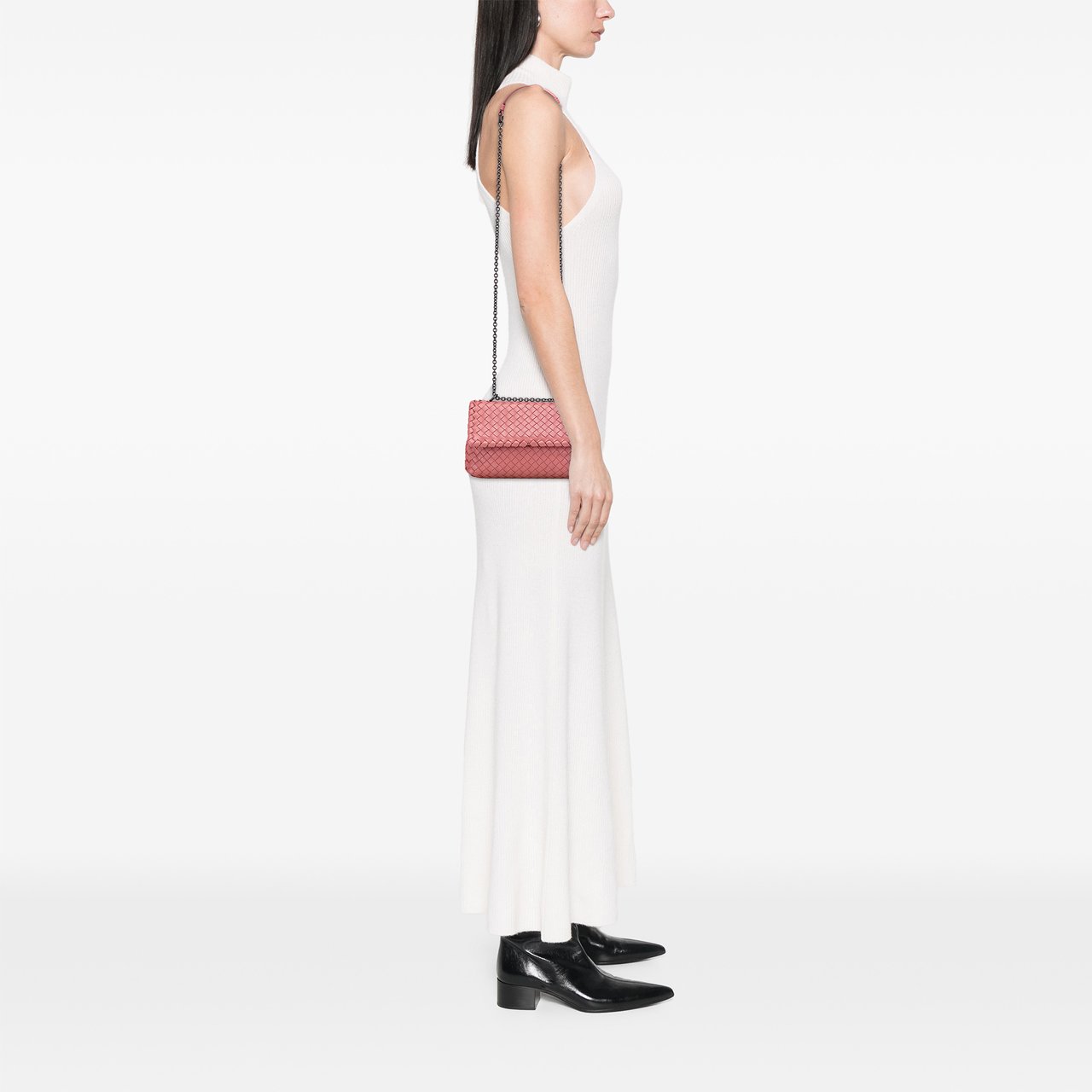 Bottega Veneta Baby Nappa Intrecciato Olimpia Crossbody Roze