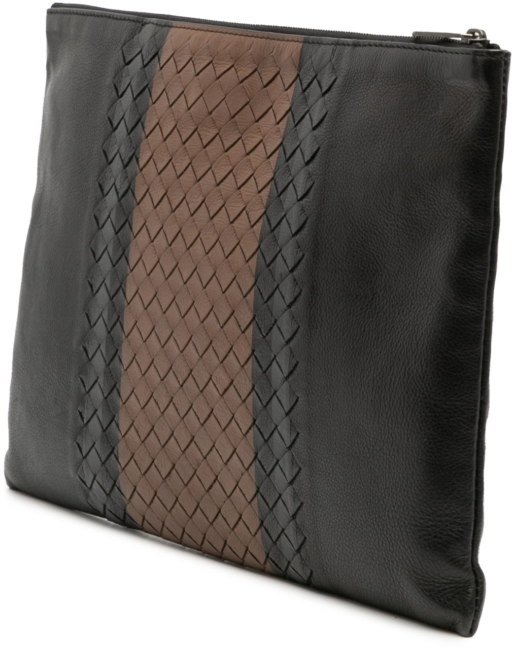 Bottega Veneta Intrecciato Trimmed Leather Clutch Zwart