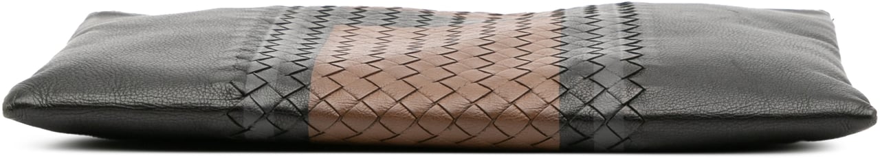 Bottega Veneta Intrecciato Trimmed Leather Clutch Zwart