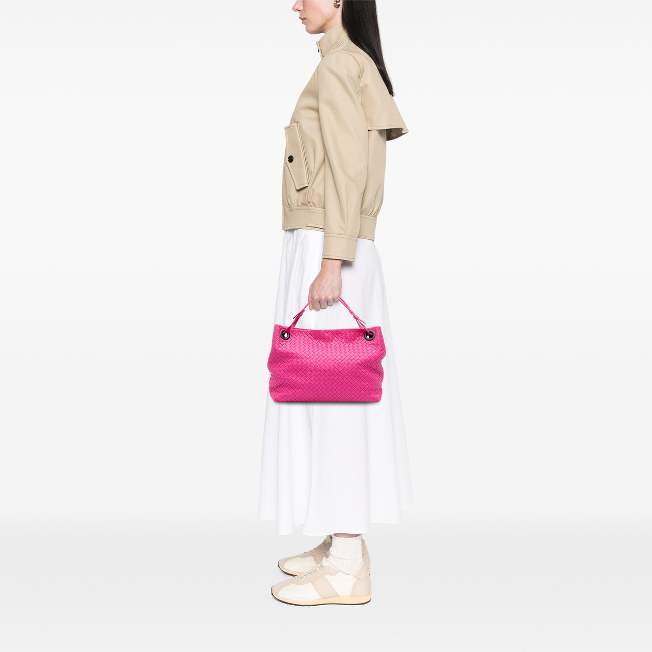 Bottega Veneta Medium Nappa Intrecciato Bella Tote Roze