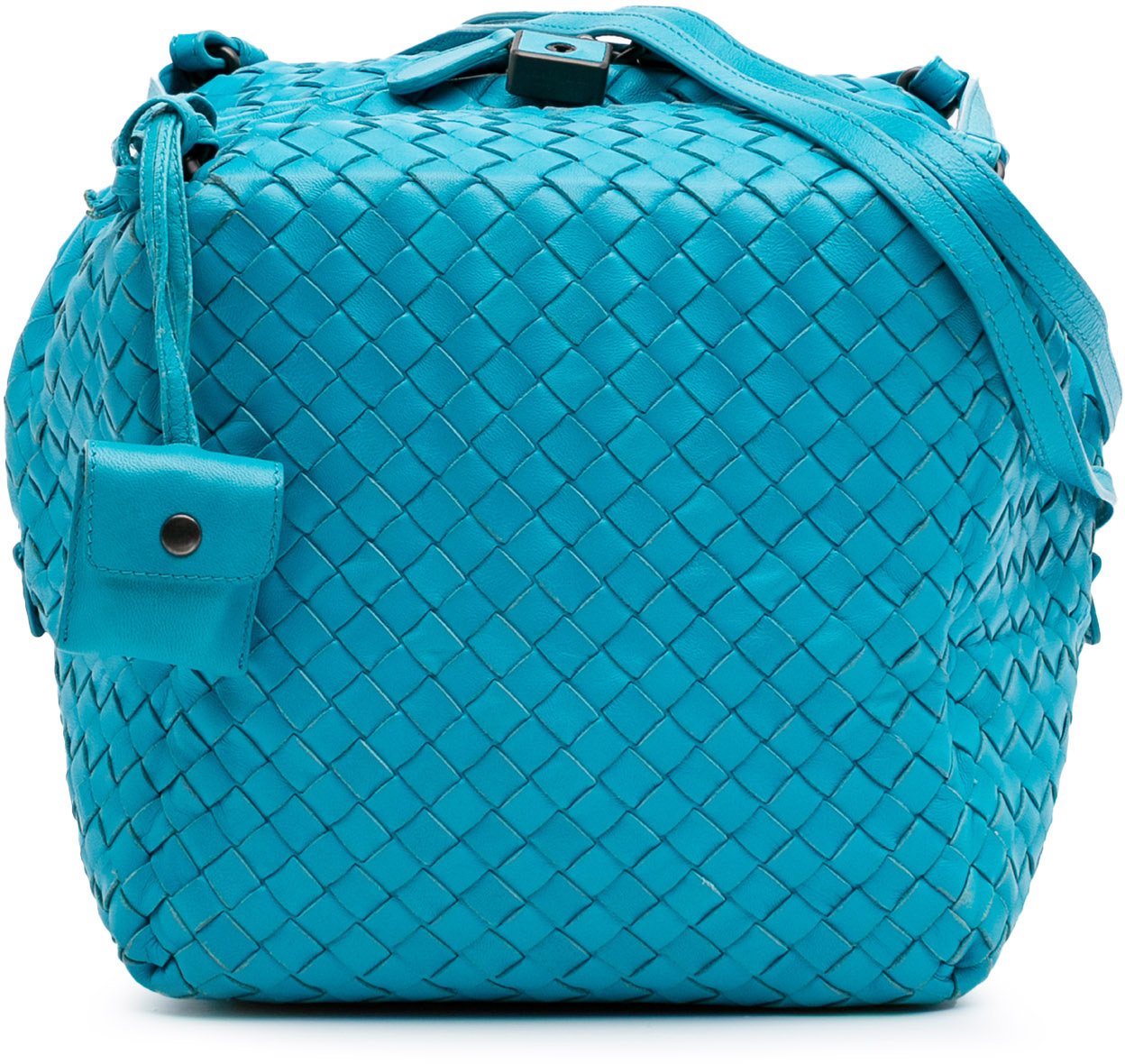 Bottega Veneta Nappa Intrecciato Cube Crossbody Blauw