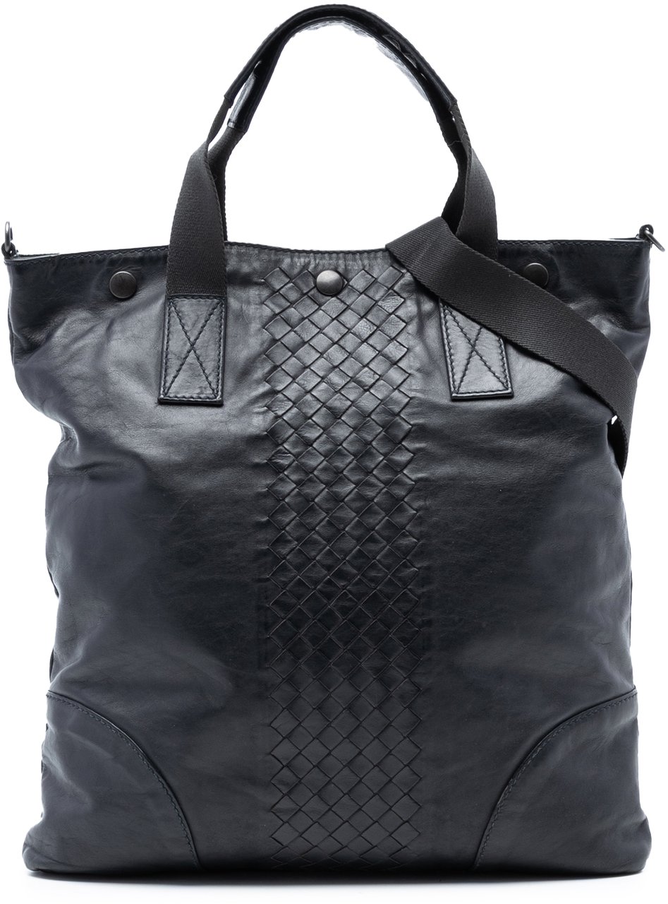 Bottega Veneta Intrecciato Trimmed Nappa Convertible Tote Zwart