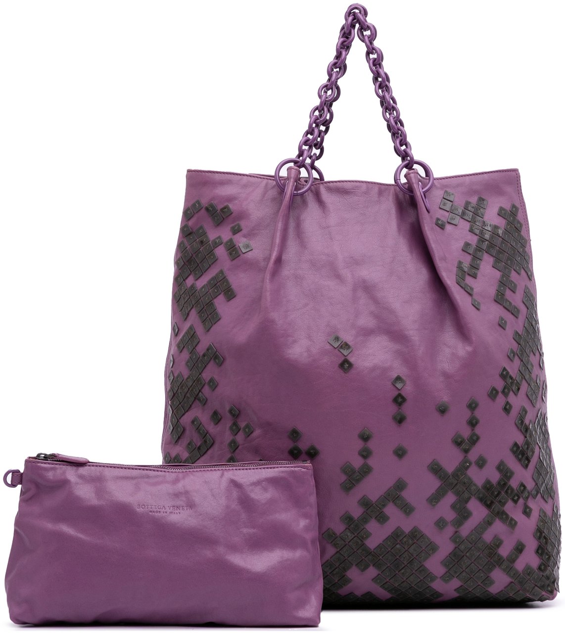 Bottega Veneta Vitello Mosaico Laque Tote Paars