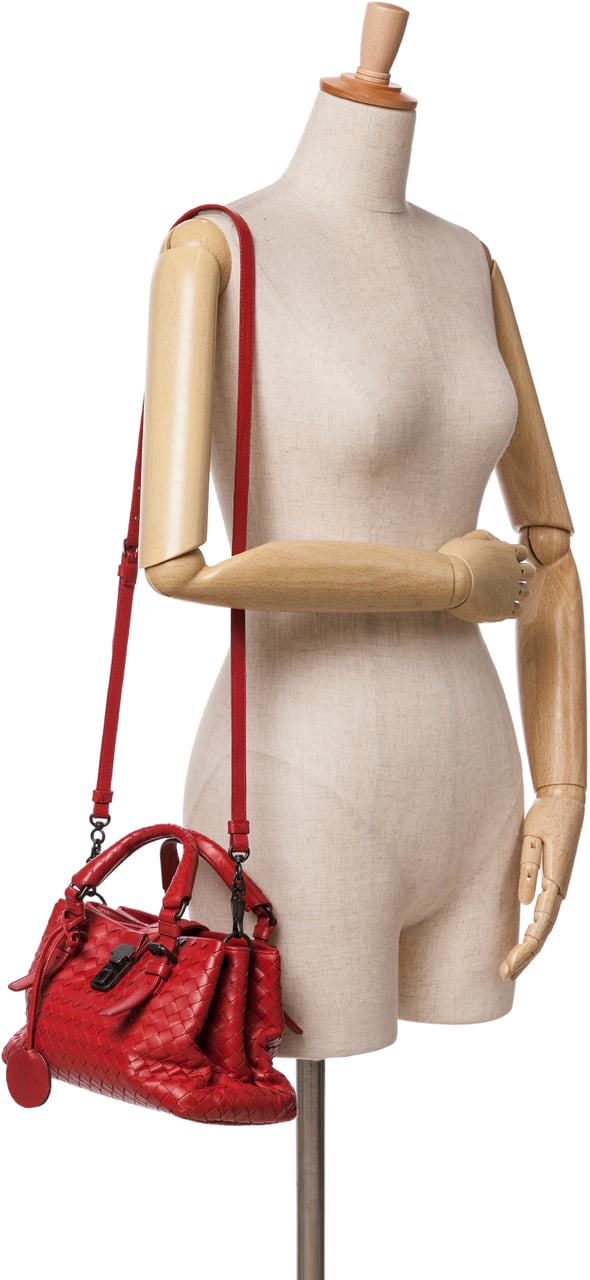 Bottega Veneta Small Nappa Intrecciato Roma Satchel Rood