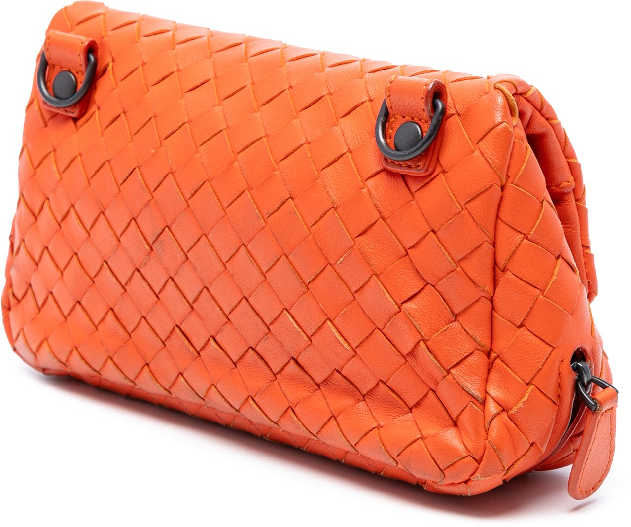 Bottega Veneta Mini Nappa Intrecciato Expandable Chain Flap Crossbody Oranje