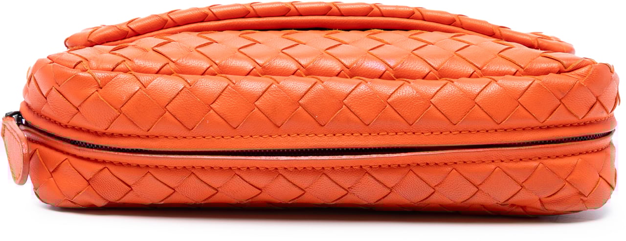 Bottega Veneta Mini Nappa Intrecciato Expandable Chain Flap Crossbody Oranje