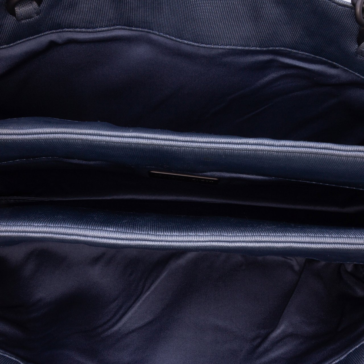 Bottega Veneta Canvas Intrecciato Buckle Flap Handbag Blauw