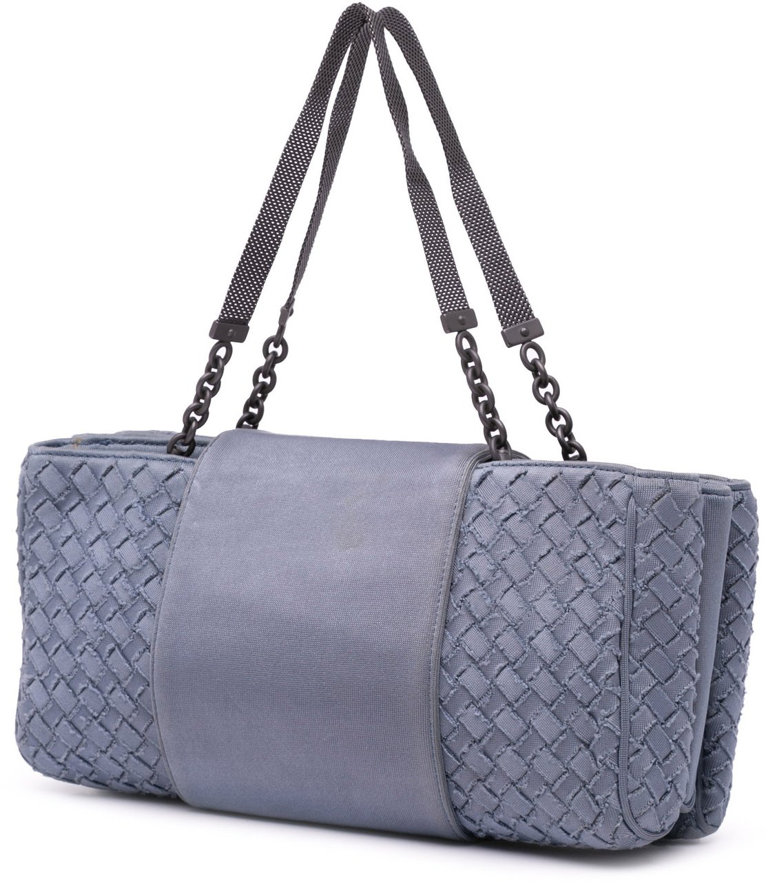 Bottega Veneta Canvas Intrecciato Buckle Flap Handbag Blauw