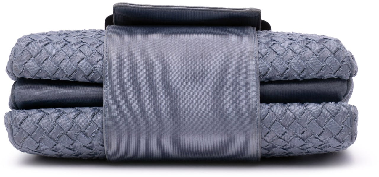 Bottega Veneta Canvas Intrecciato Buckle Flap Handbag Blauw