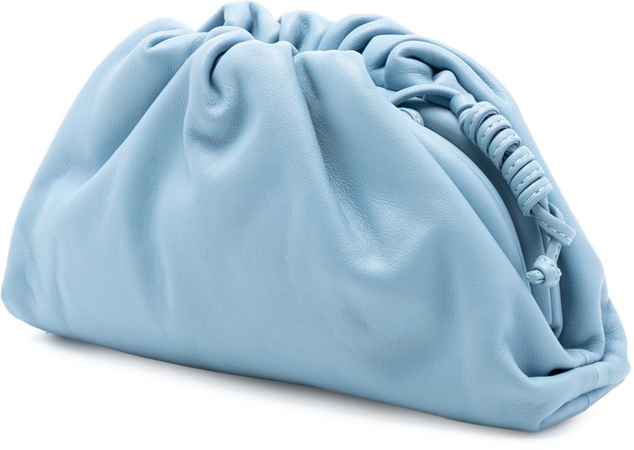 Bottega Veneta Lambskin The Mini Pouch Crossbody Blauw