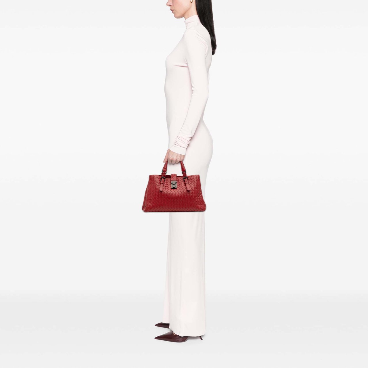 Bottega Veneta Small Nappa Intrecciato Roma Satchel Rood