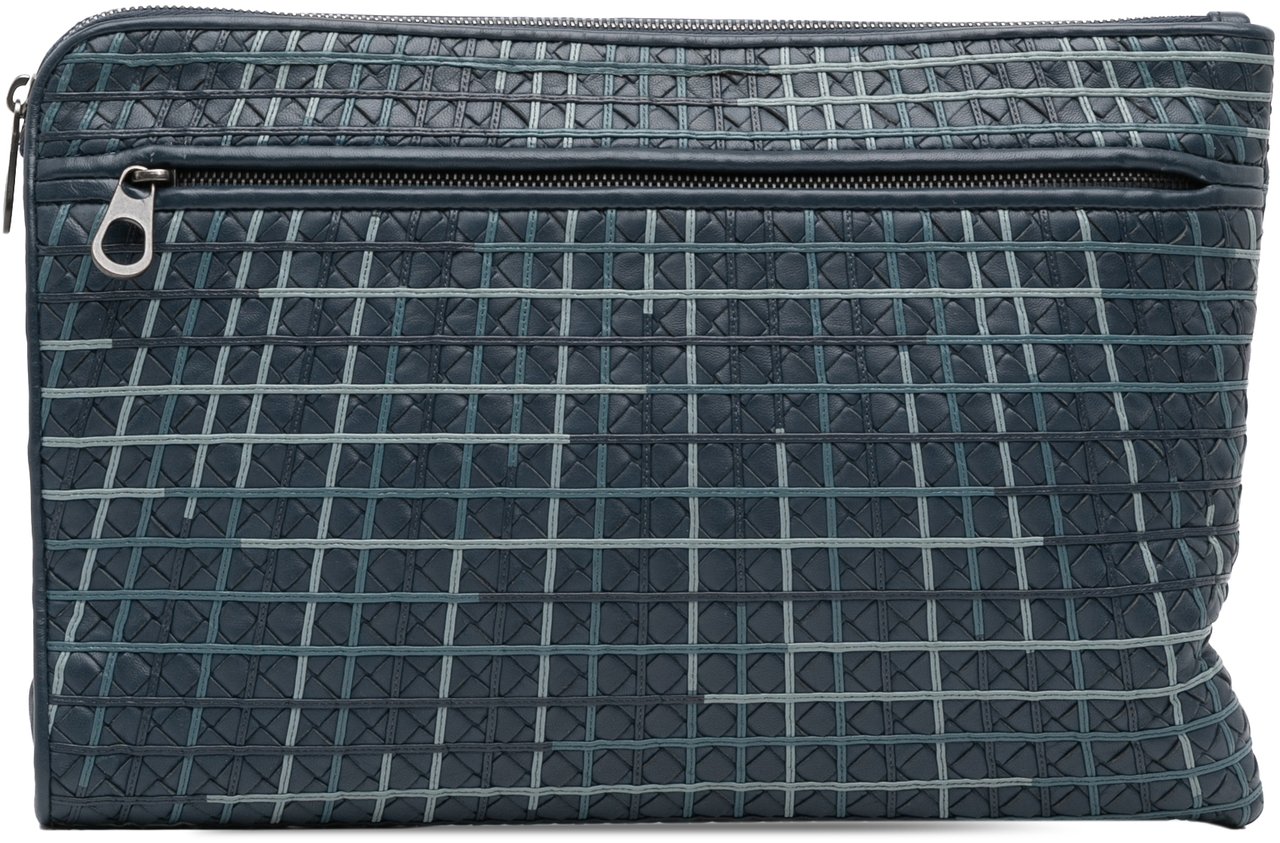 Bottega Veneta Nappa Intrecciato Metropolis Clutch Blauw