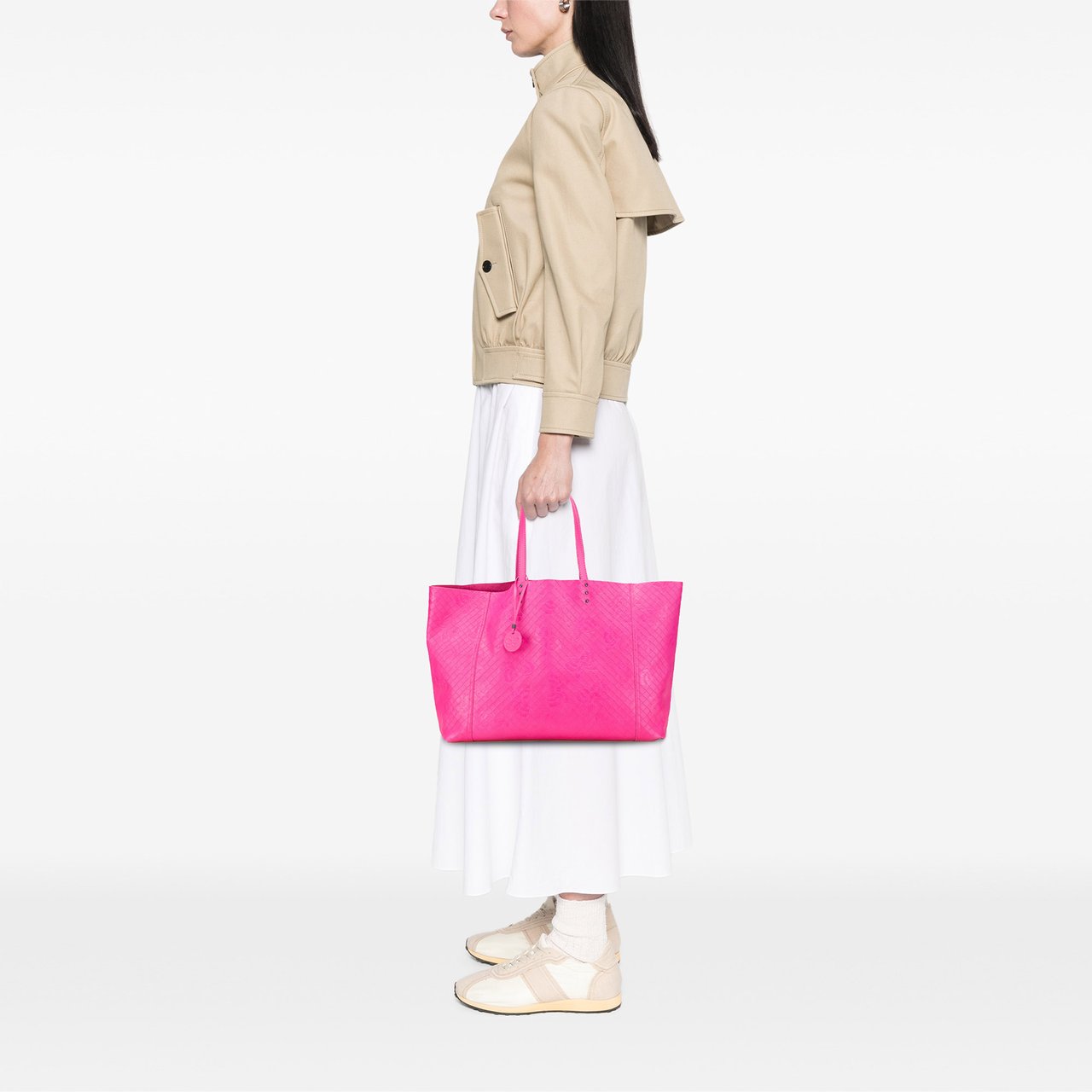 Bottega Veneta Leather Intrecciomirage Butterfly Tote Roze