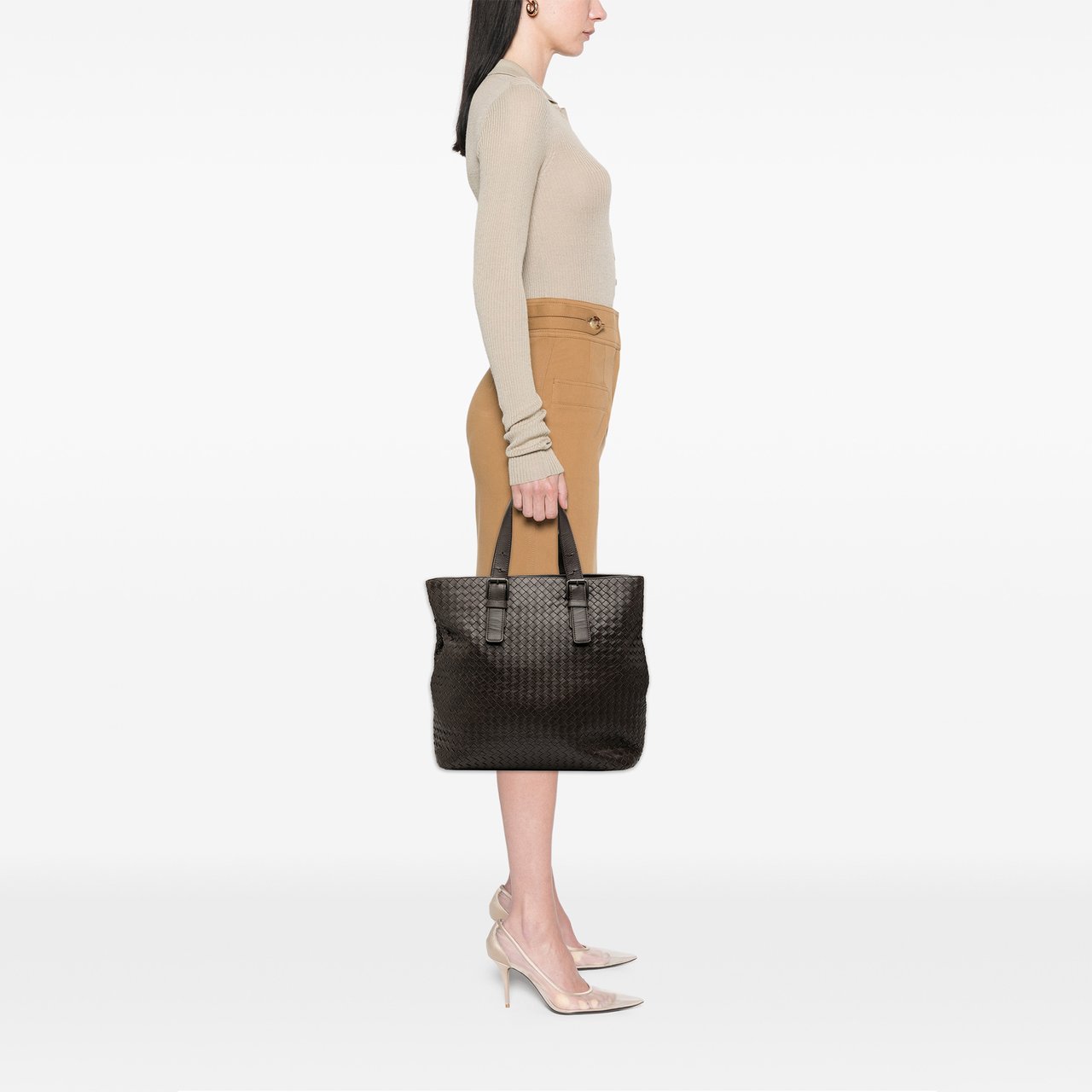 Bottega Veneta Nappa Intrecciato Belted Tote Bruin