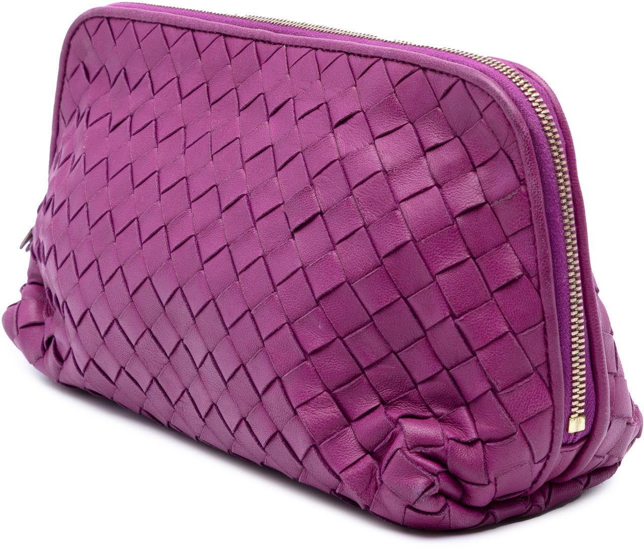 Bottega Veneta Nappa Intrecciato Cosmetic Pouch Paars