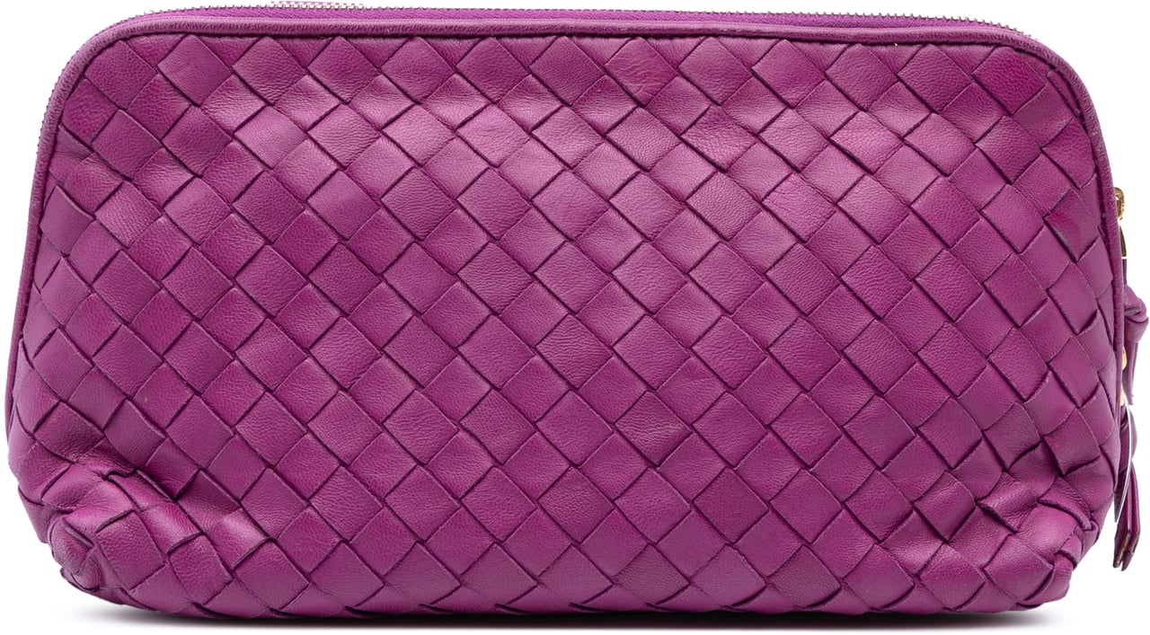 Bottega Veneta Nappa Intrecciato Cosmetic Pouch Paars