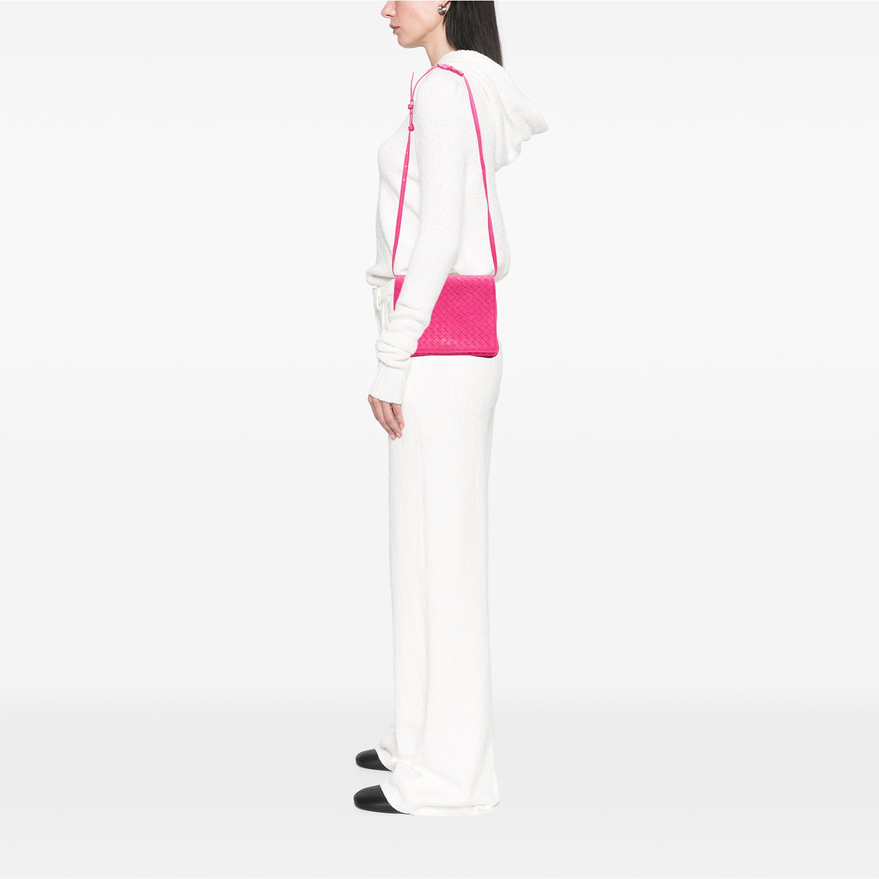 Bottega Veneta Nappa Intrecciato Flap Crossbody Roze
