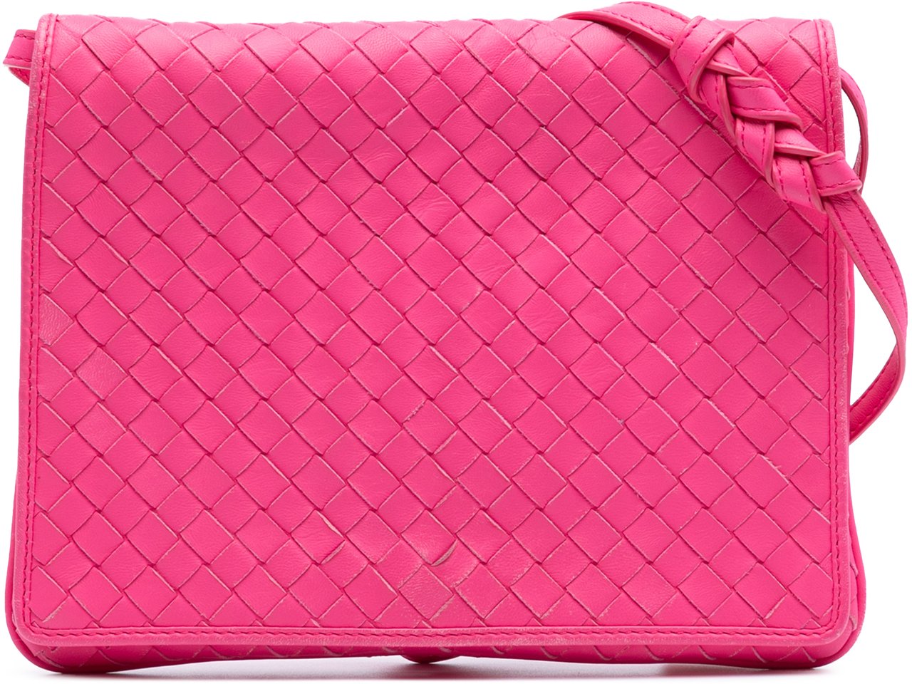 Bottega Veneta Nappa Intrecciato Flap Crossbody Roze