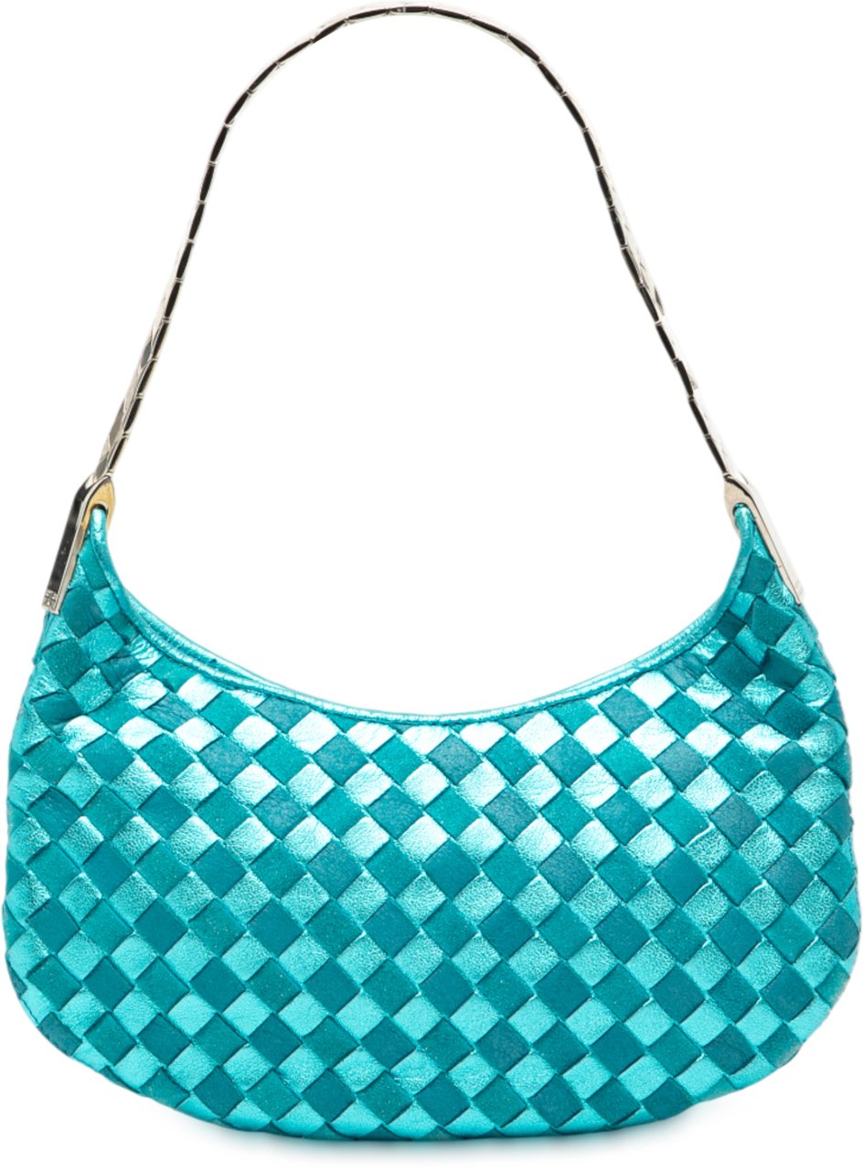 Bottega Veneta Metallic Nappa Intrecciato Hobo Blauw