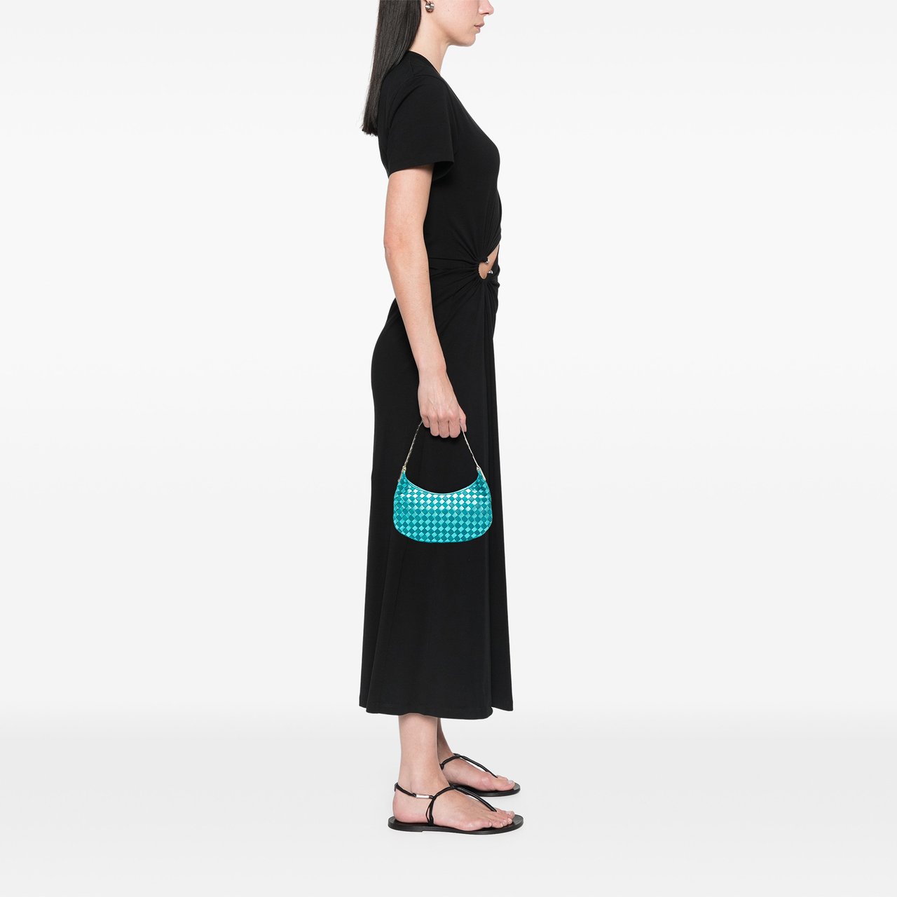 Bottega Veneta Metallic Nappa Intrecciato Hobo Blauw