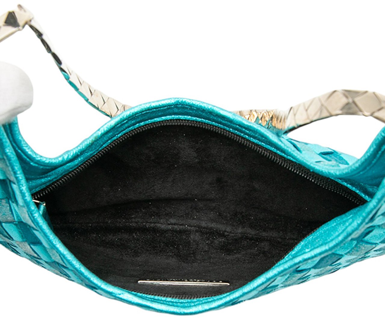 Bottega Veneta Metallic Nappa Intrecciato Hobo Blauw