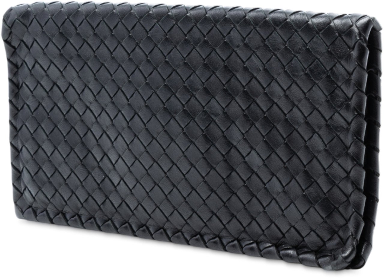 Bottega Veneta Nappa Intrecciato Turn Lock Clutch Zwart