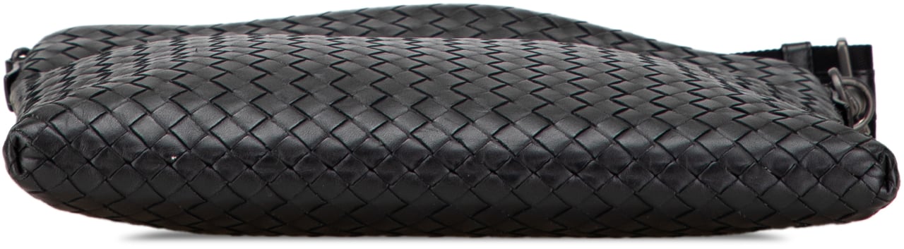 Bottega Veneta Leather Intrecciato Crossbody Zwart