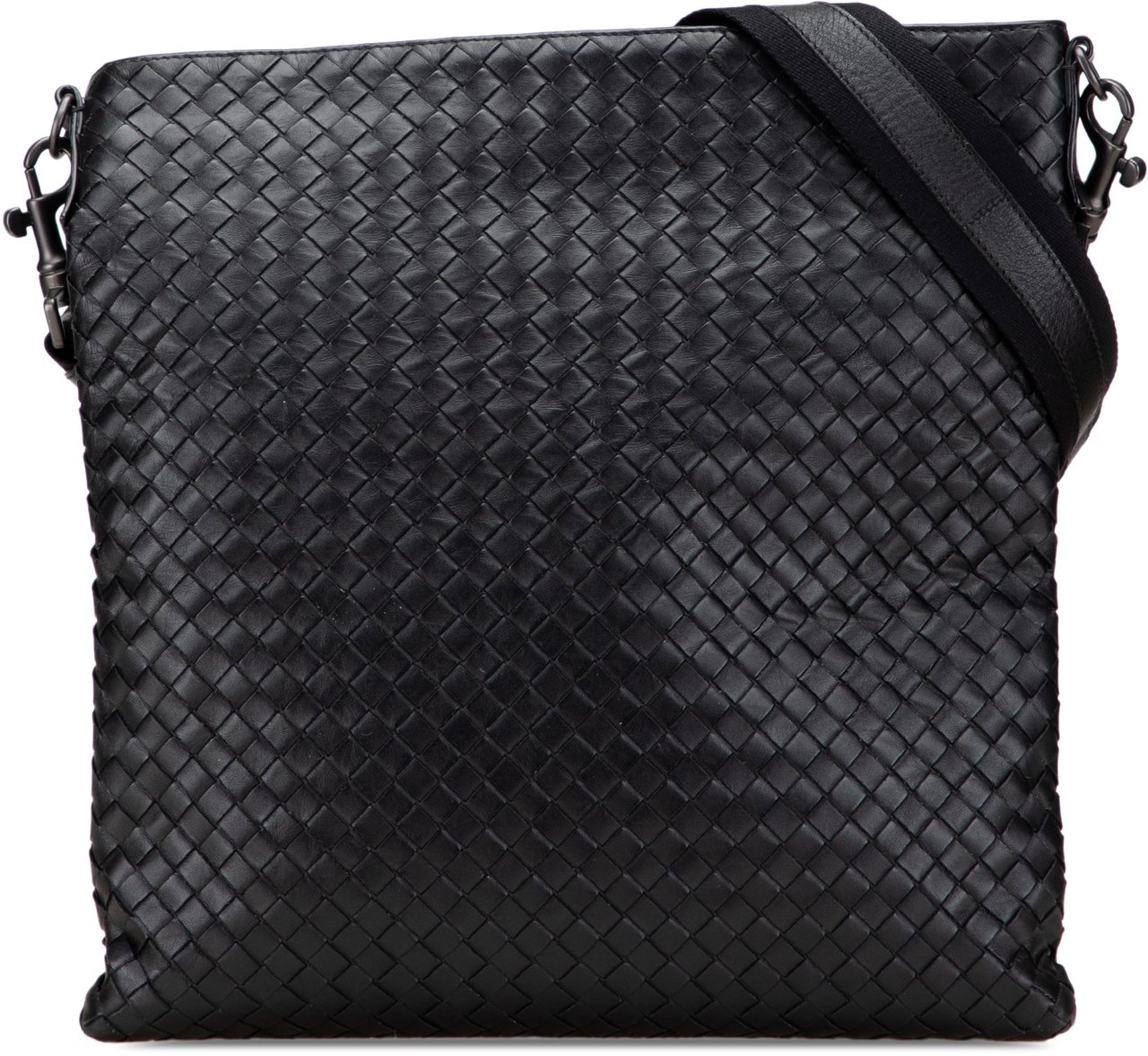Bottega Veneta Leather Intrecciato Crossbody Zwart