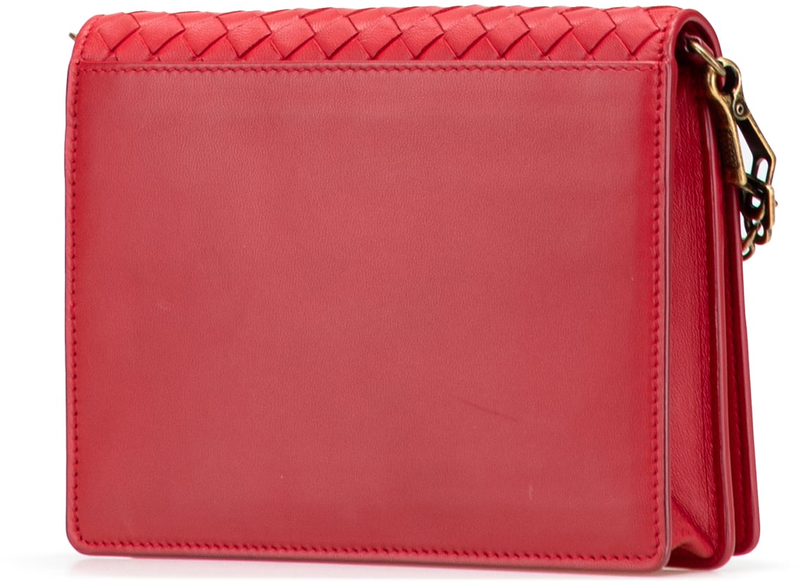 Bottega Veneta Nappa Intrecciato Wallet On Chain Rood