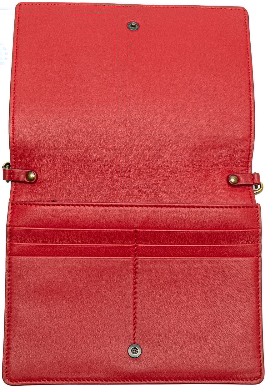 Bottega Veneta Nappa Intrecciato Wallet On Chain Rood