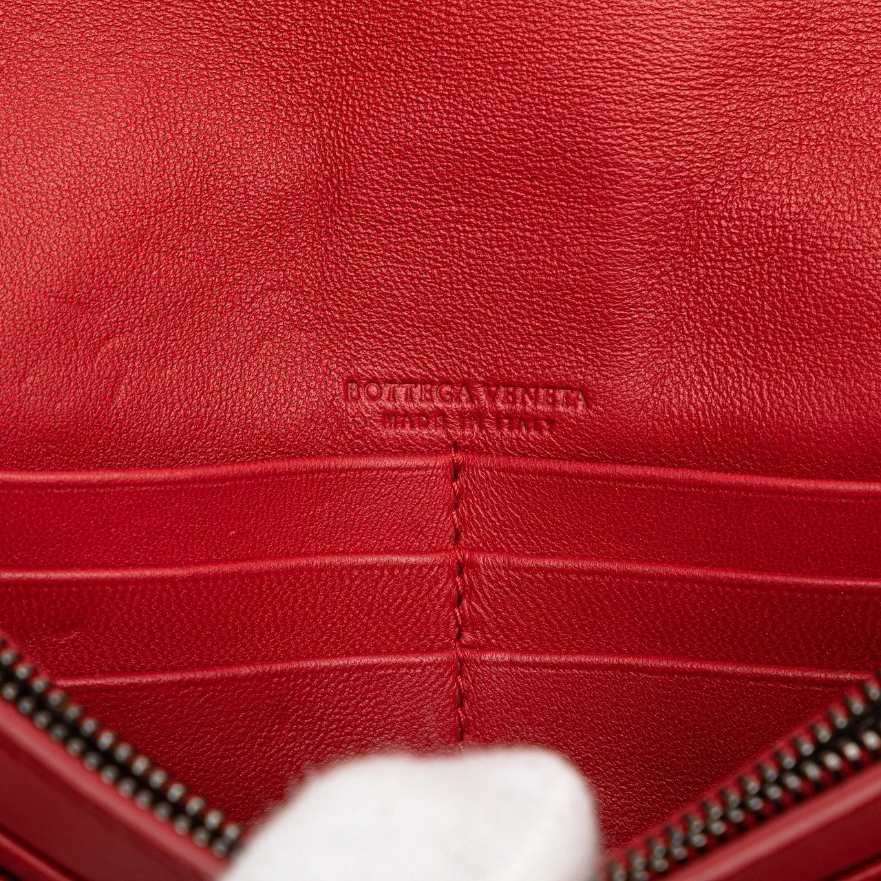 Bottega Veneta Nappa Intrecciato Wallet On Chain Rood