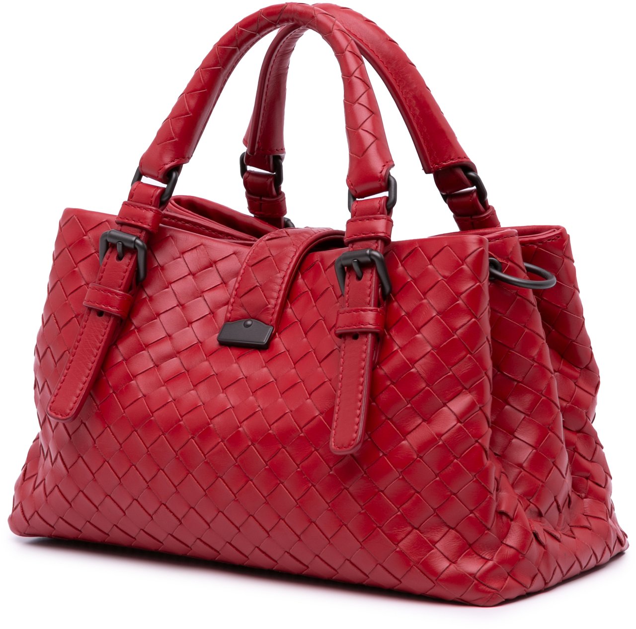 Bottega Veneta Mini Nappa Intrecciato Roma Satchel Rood