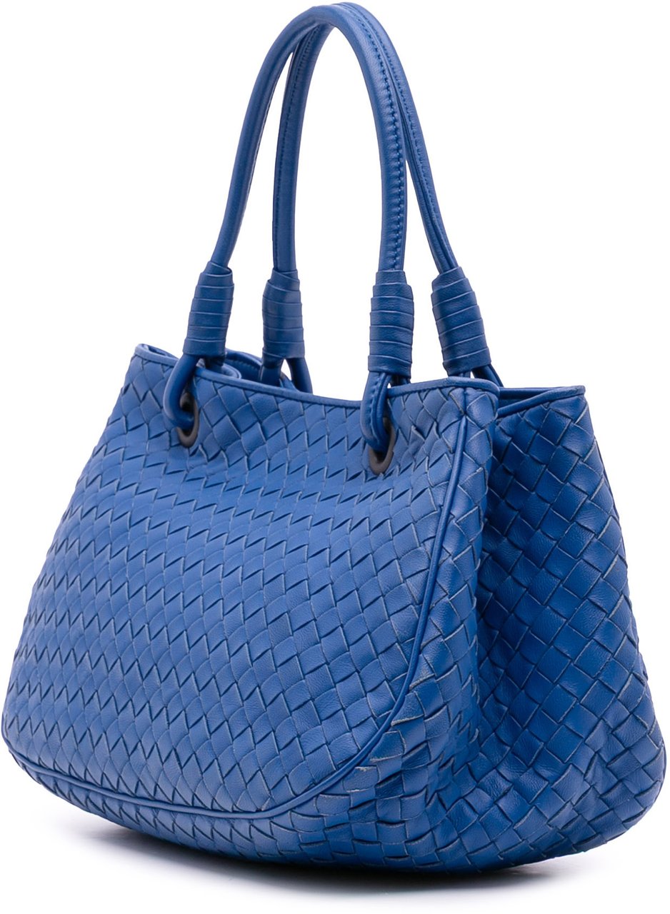 Bottega Veneta Small Nappa Intrecciato Tote Blauw