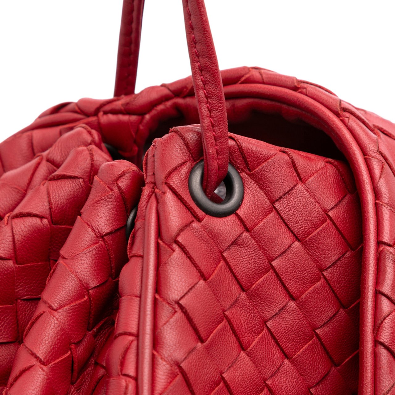 Bottega Veneta Nappa Intrecciato Flap Crossbody Rood