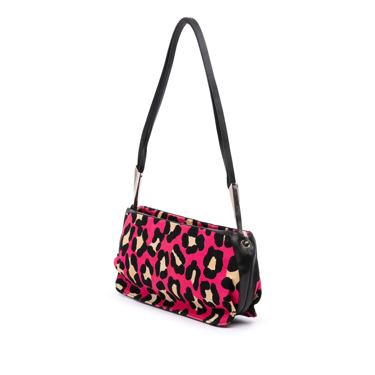 Bottega Veneta Leopard Print Canvas Shoulder Bag Roze