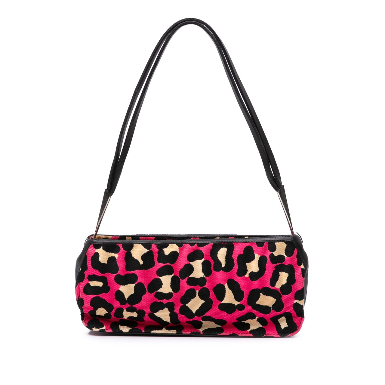 Bottega Veneta Leopard Print Canvas Shoulder Bag Roze