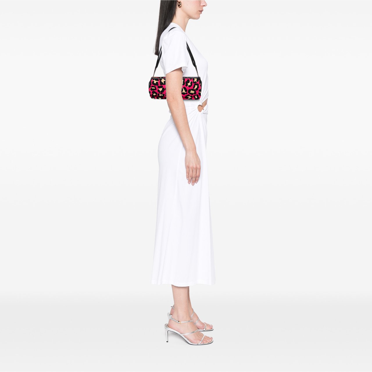 Bottega Veneta Leopard Print Canvas Shoulder Bag Roze