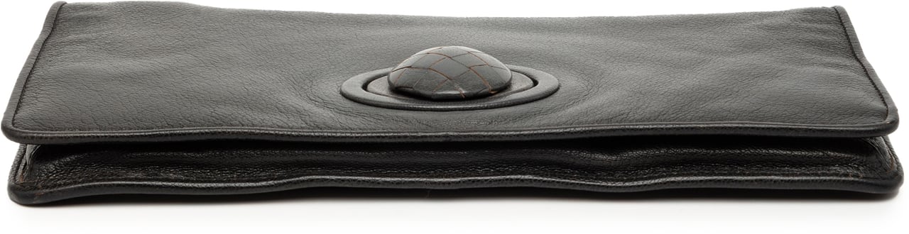 Bottega Veneta Leather Turn Lock Clutch Zwart