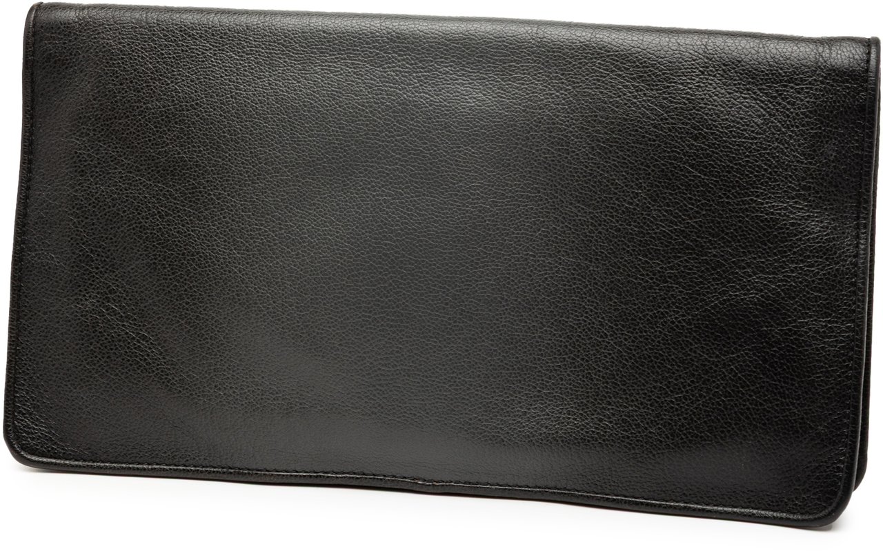 Bottega Veneta Leather Turn Lock Clutch Zwart
