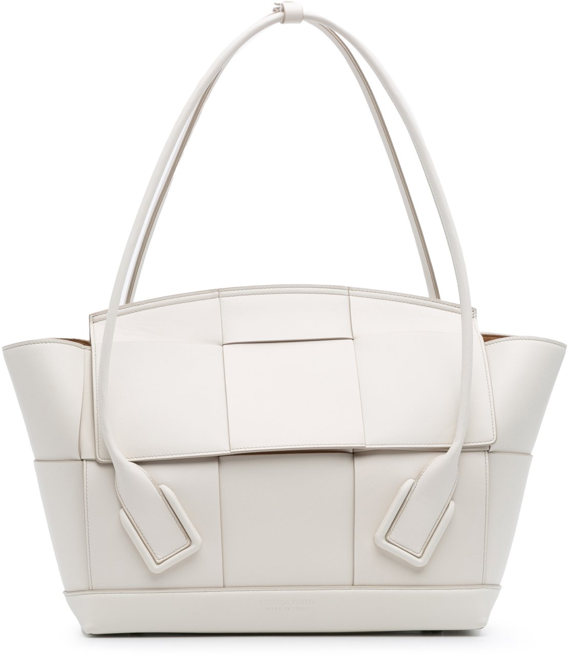 Bottega Veneta Medium Calfskin Maxi Intrecciato Arco Bag Wit