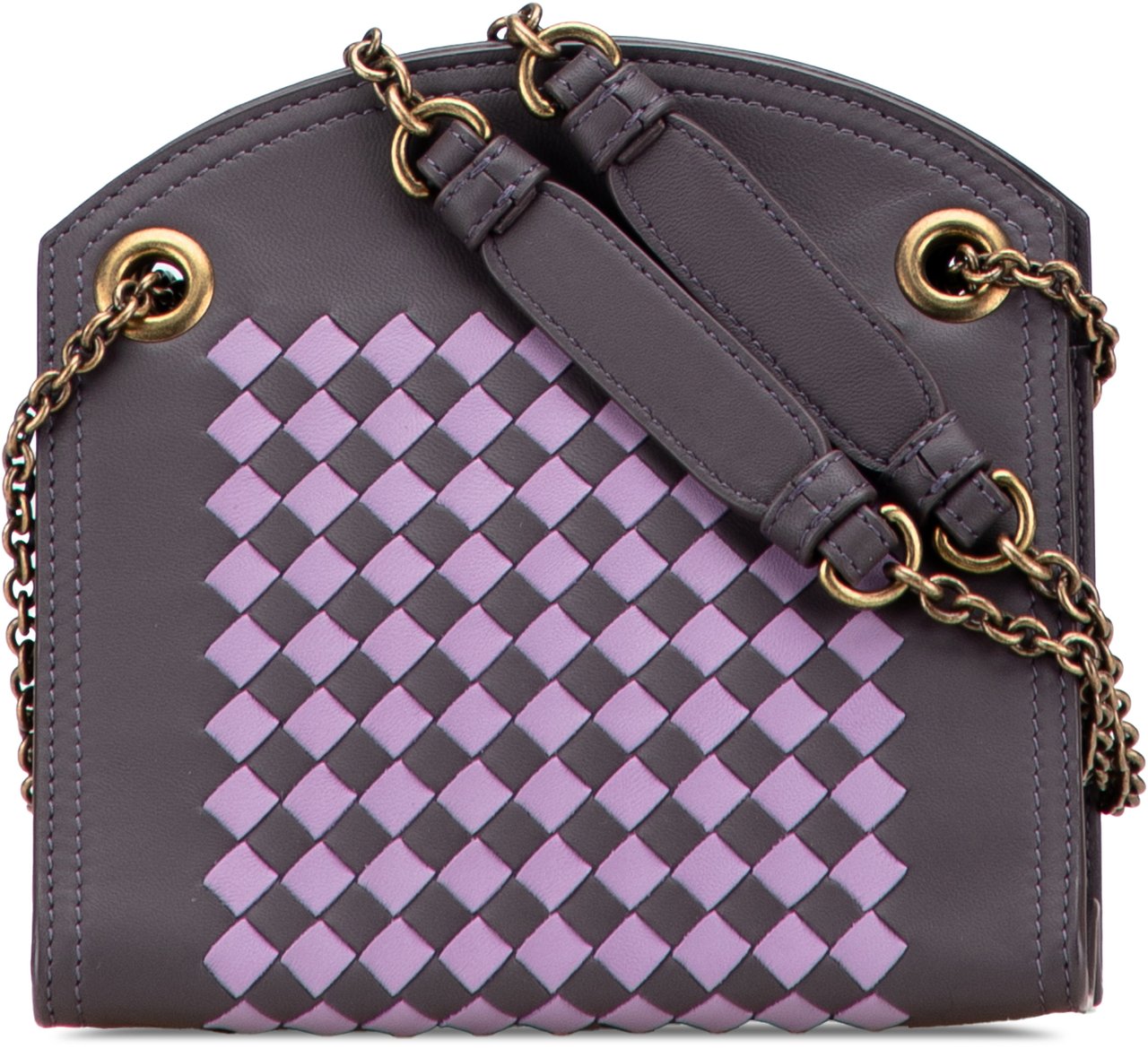 Bottega Veneta Nappa Intrecciato Chain Wallet Grijs