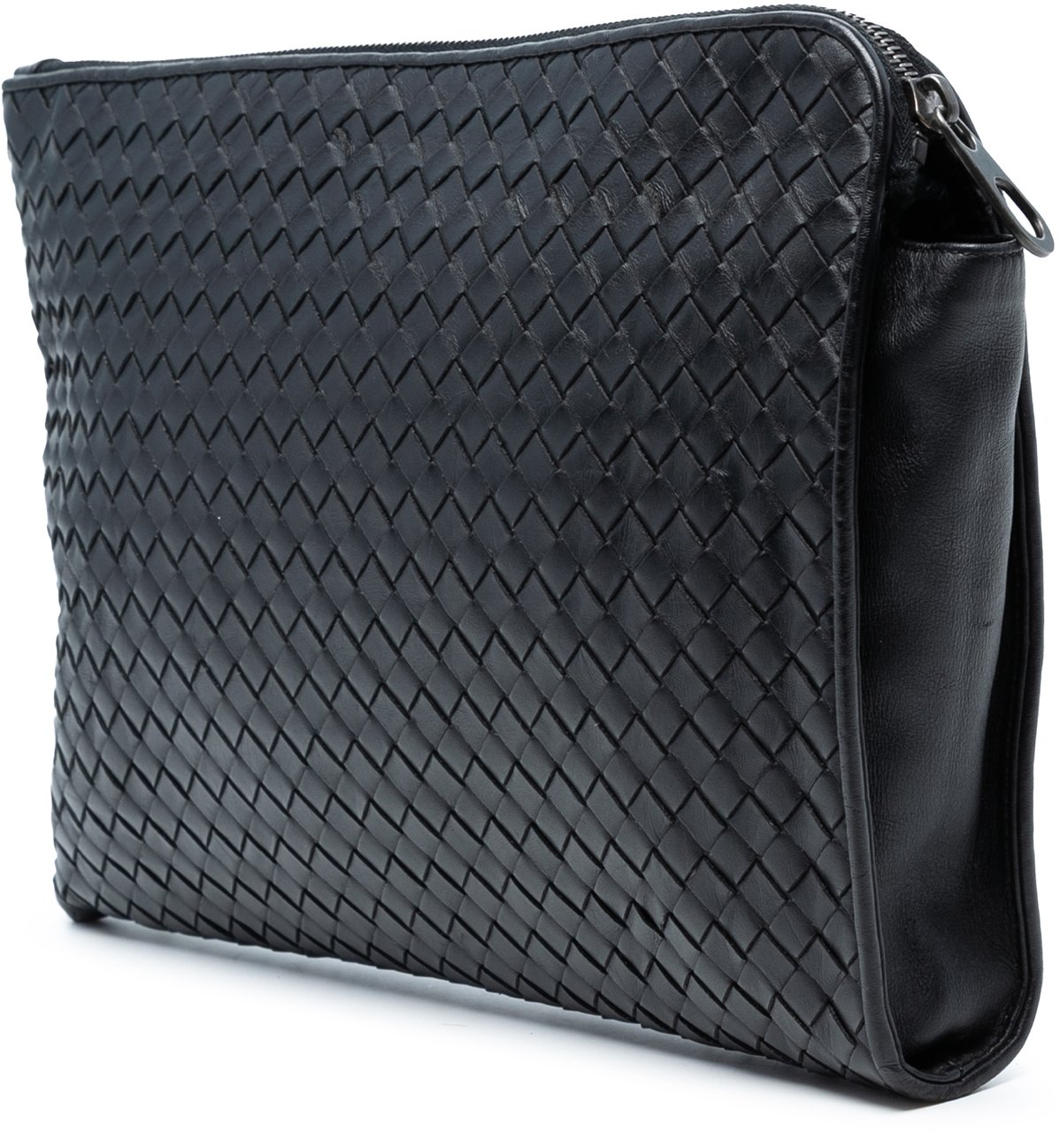 Bottega Veneta Leather Intrecciato Clutch Zwart