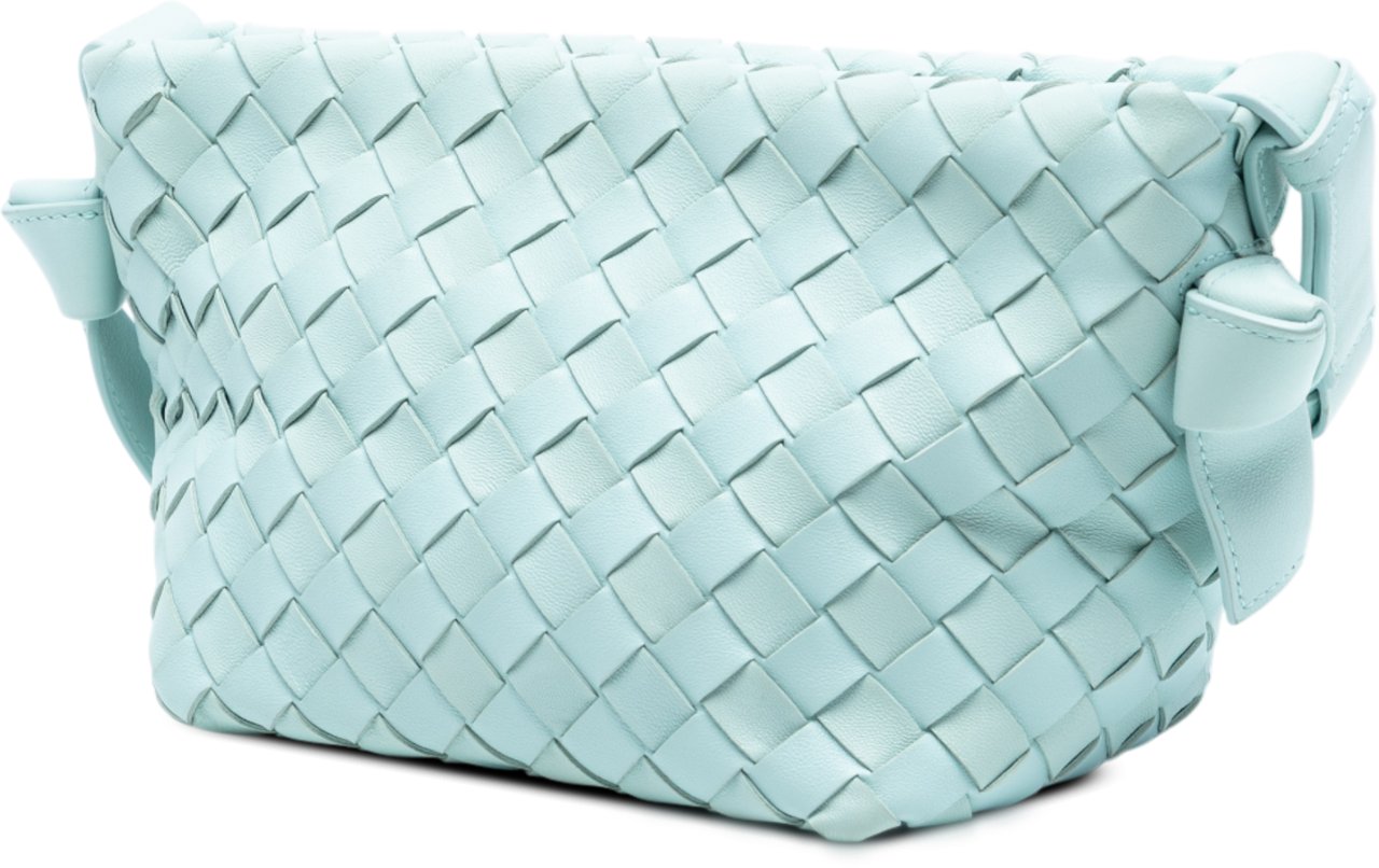 Bottega Veneta Lambskin Intrecciato Tie Shoulder Bag Blauw