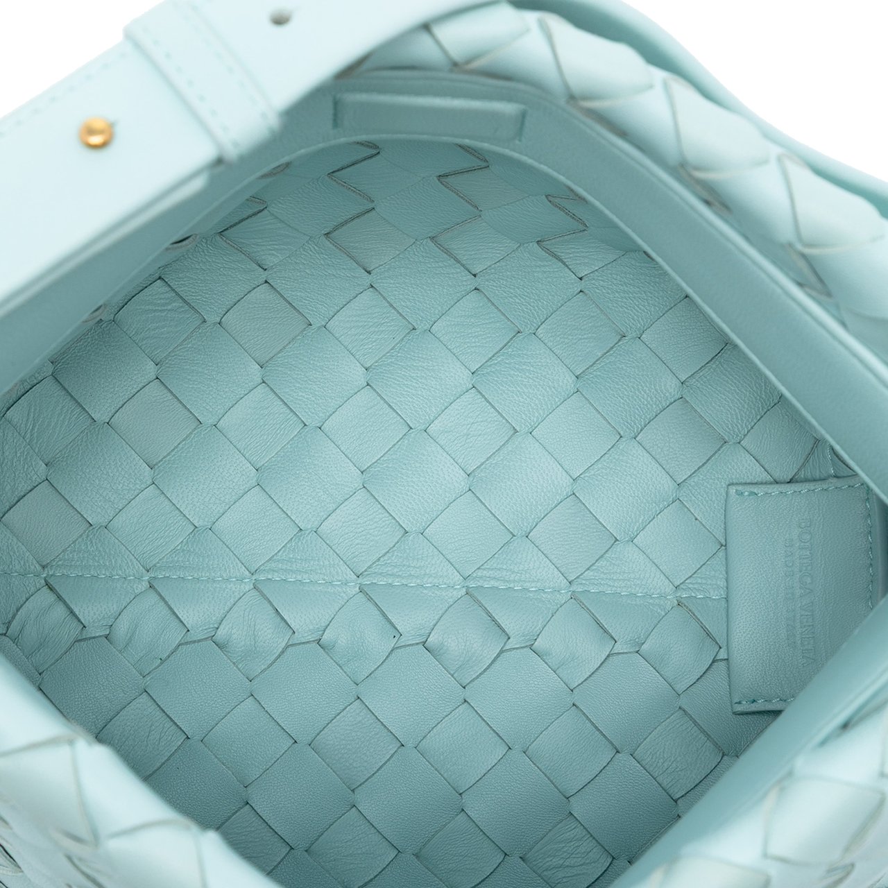 Bottega Veneta Lambskin Intrecciato Tie Shoulder Bag Blauw