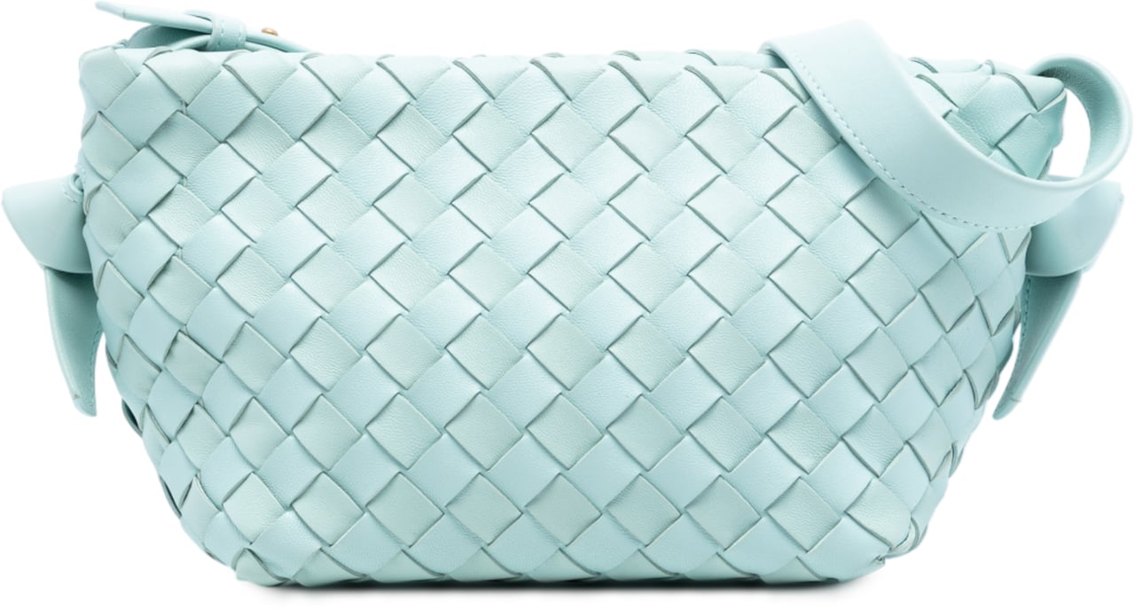 Bottega Veneta Lambskin Intrecciato Tie Shoulder Bag Blauw