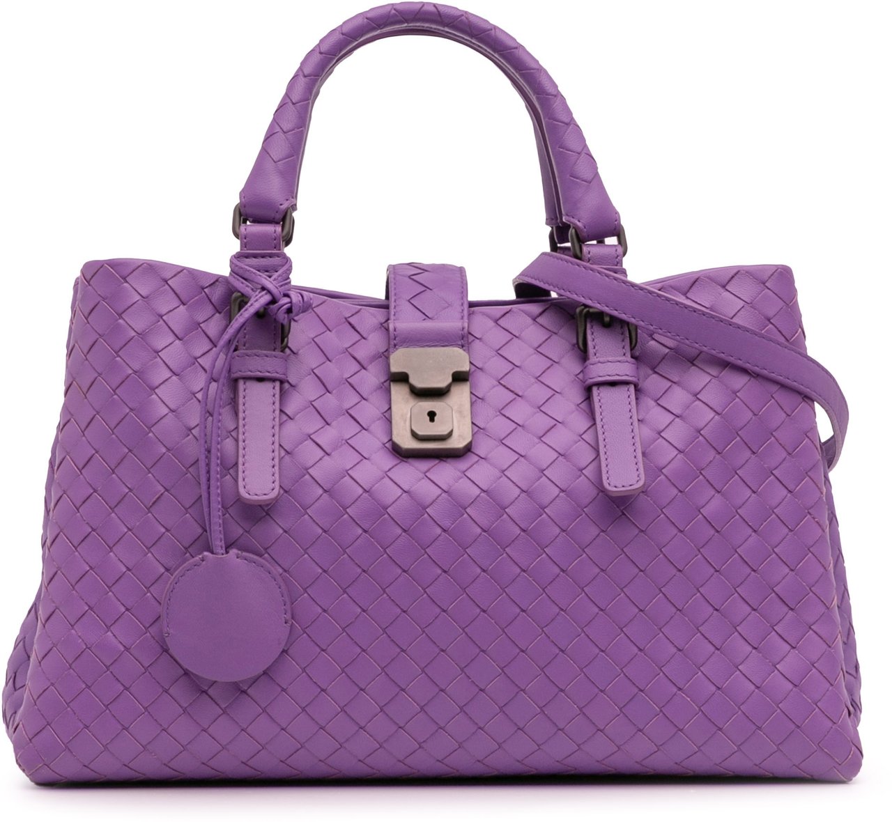 Bottega Veneta Small Nappa Intrecciato Roma Satchel Paars